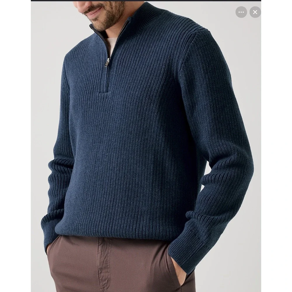 Pact Quarter-Zip Sweater Mens Medium Navy Blue New‎ With Tags